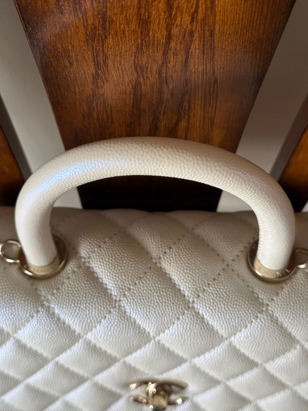 Chanel Coco Handle Bag in White (Size Small)